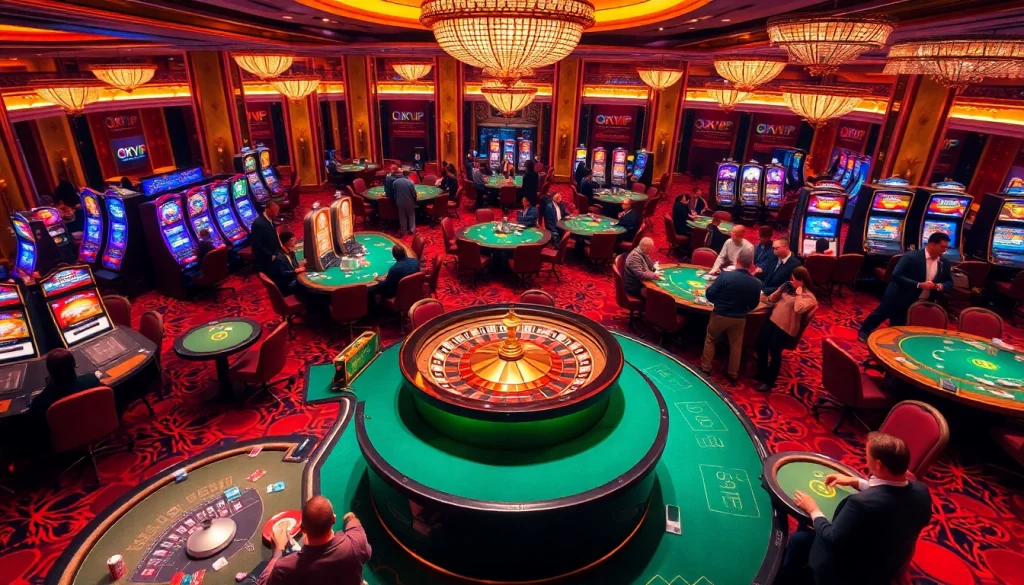Experience thrilling gameplay at OKVIP's glamorous casino with exciting tables and slot machines.