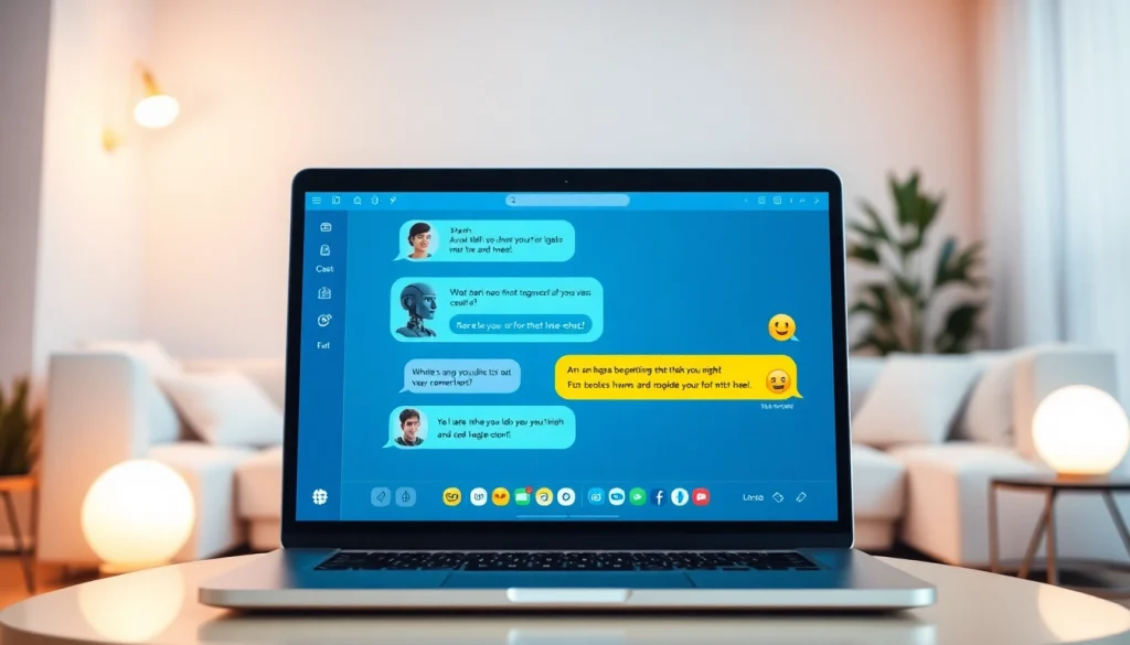 Engaging visual of a cozy AI chat interface for free ai sex chat, showcasing a modern atmosphere and friendly interaction.