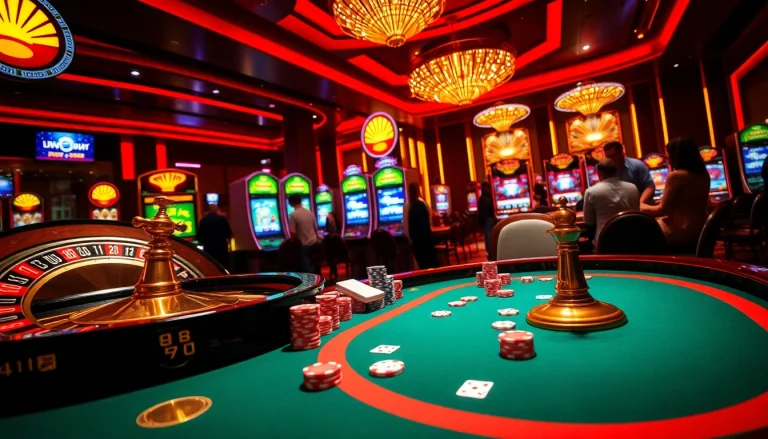 Experience the thrill of nohu90 com with vibrant casino scenes featuring poker chips and roulette.
